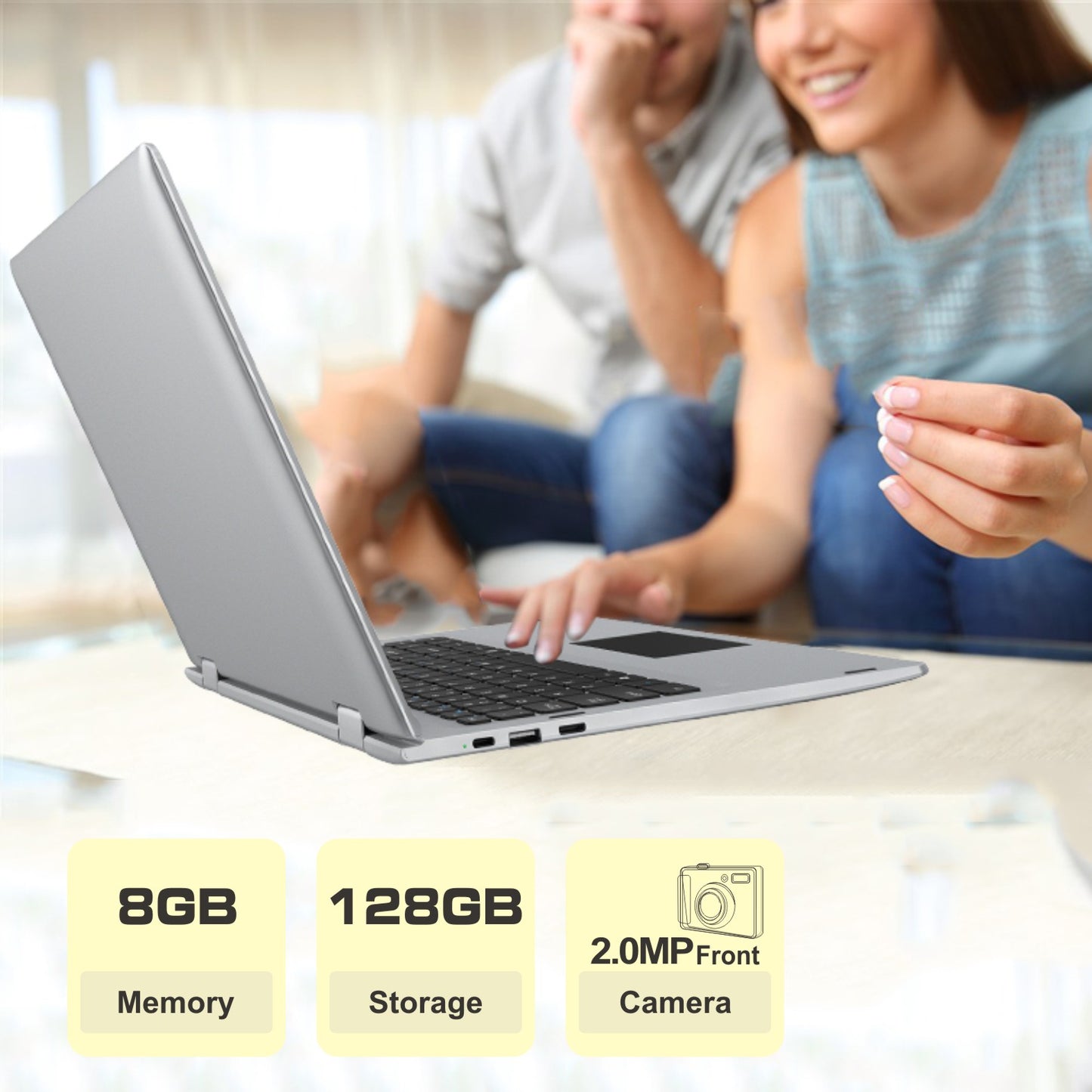 iView Classmate 141E3950 4G LTE - 14.1” 360° Touch Screen, 8GB/128GB Windows 10 Pro, 1920 x 1080 IPS High Resolution, Laptop
