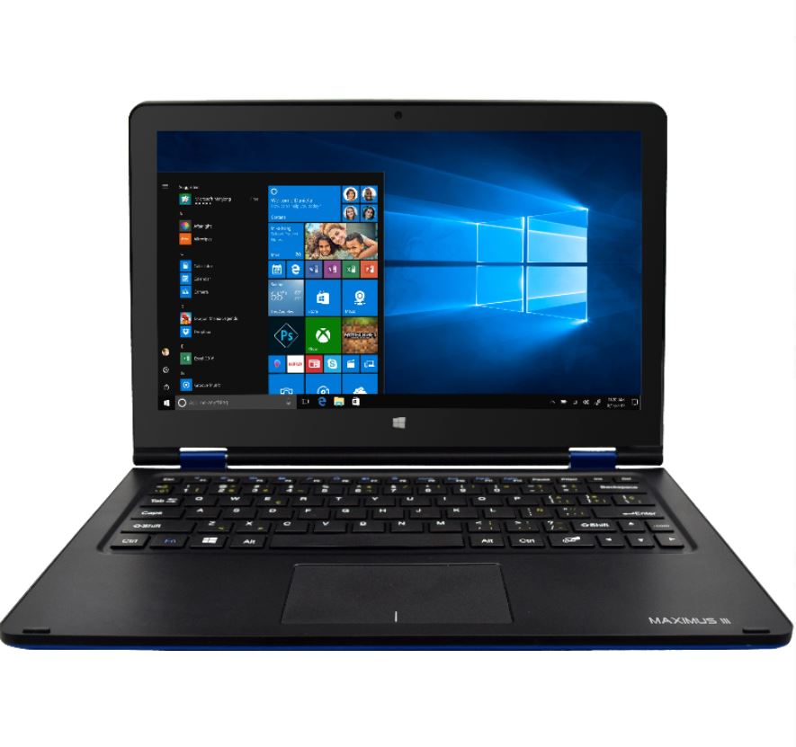 Maximus III - Affordable Ultra-Slim 11.6" Touch Screen, 1366 × 768 IPS High Resolution, Windows 10, Intel Atom Quad Core Processor, Cherry Trail Z8350 1.44GHz up to 1.92GHz, 2GB DDR3/32GB 360° Convertible Laptop - Under $300