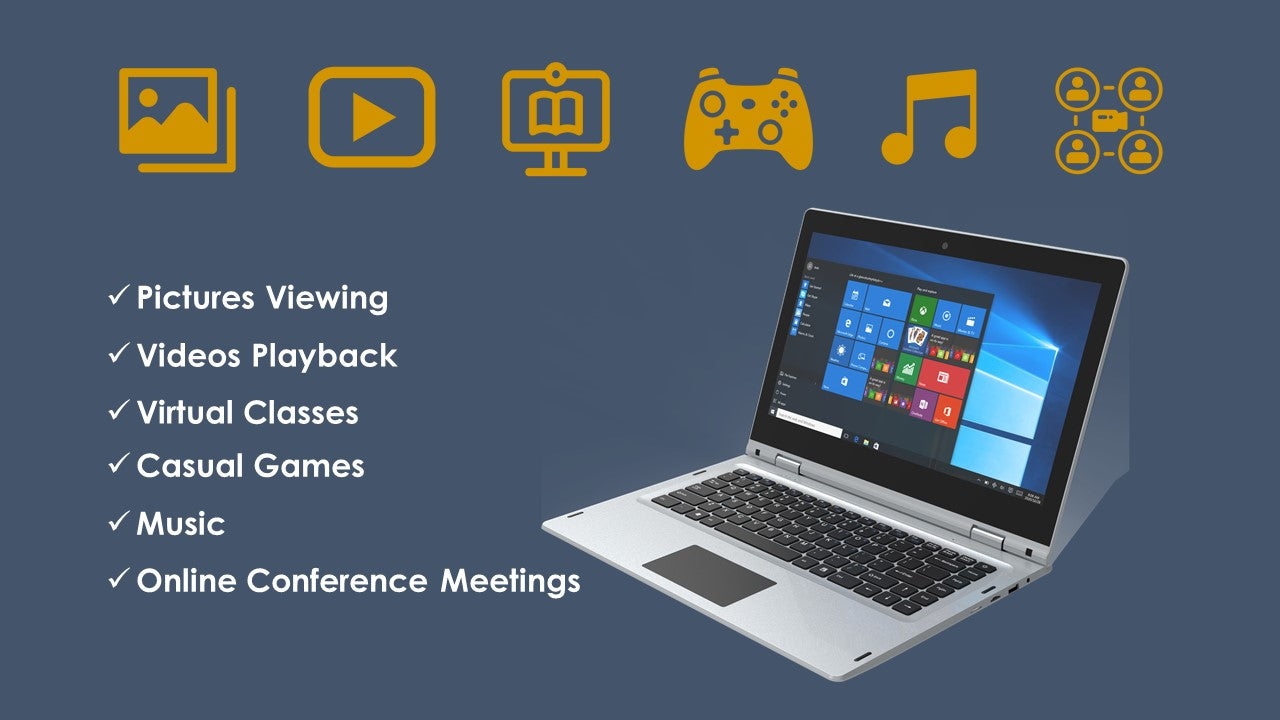 iView Classmate 141E3950 4G LTE - 14.1” 360° Touch Screen, 8GB/128GB Windows 10 Pro, 1920 x 1080 IPS High Resolution, Laptop