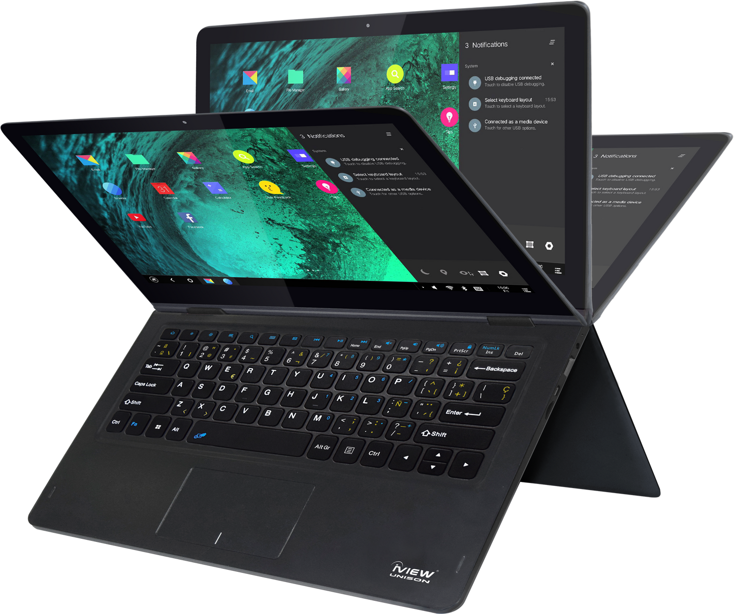 Unison Android Laptop 11.6" 360° Touch Screen, 1366*768 High Resolution Octa Core, Cortex A7, up to 2GHz OS Double OS powered by Android 6.0
