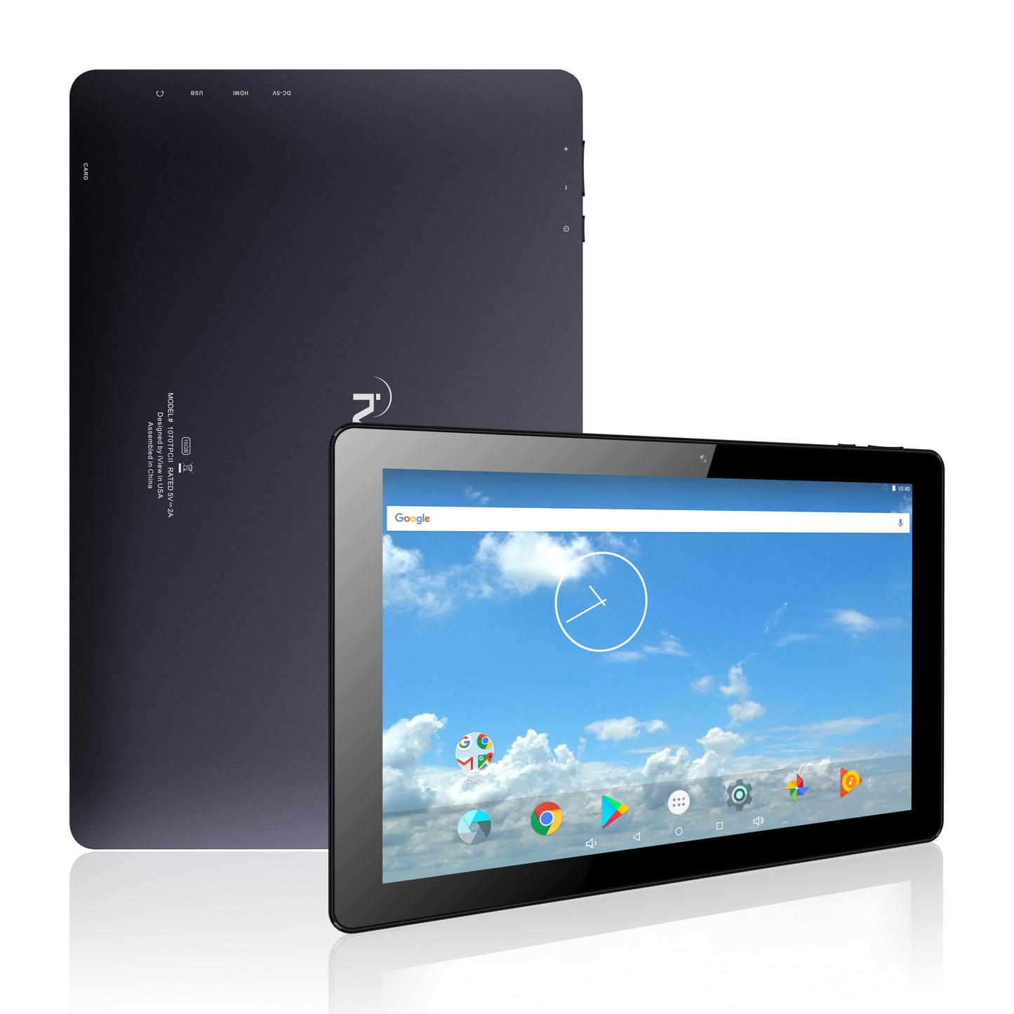 1070TPCII black Android tablet front and back