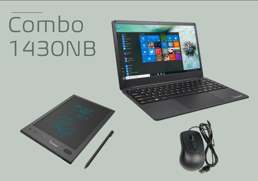 Combo Digital Memo Pad, USB Mouse & 1430NB – 14.1” 1920x 1080 IPS High Resolution, Intel Celeron N3350, 4GB/64GB Windows Laptop