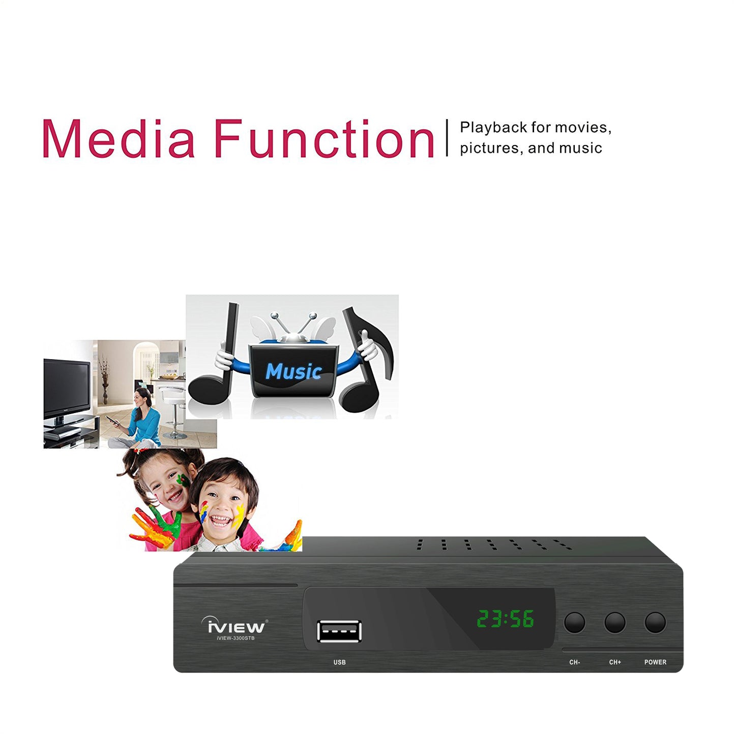 3300STB Digital Converter Box with TV Recording, ClearQAM, Media Function, 4TB HDD, and HDMI Connection