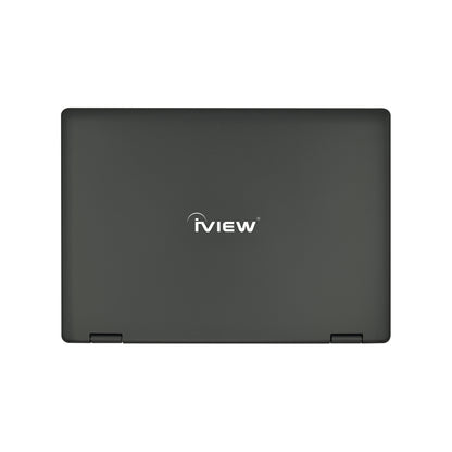 Iview Maximus IV black 11.6" 2-in-1 convertible Windows 10 laptop top view with iView logo