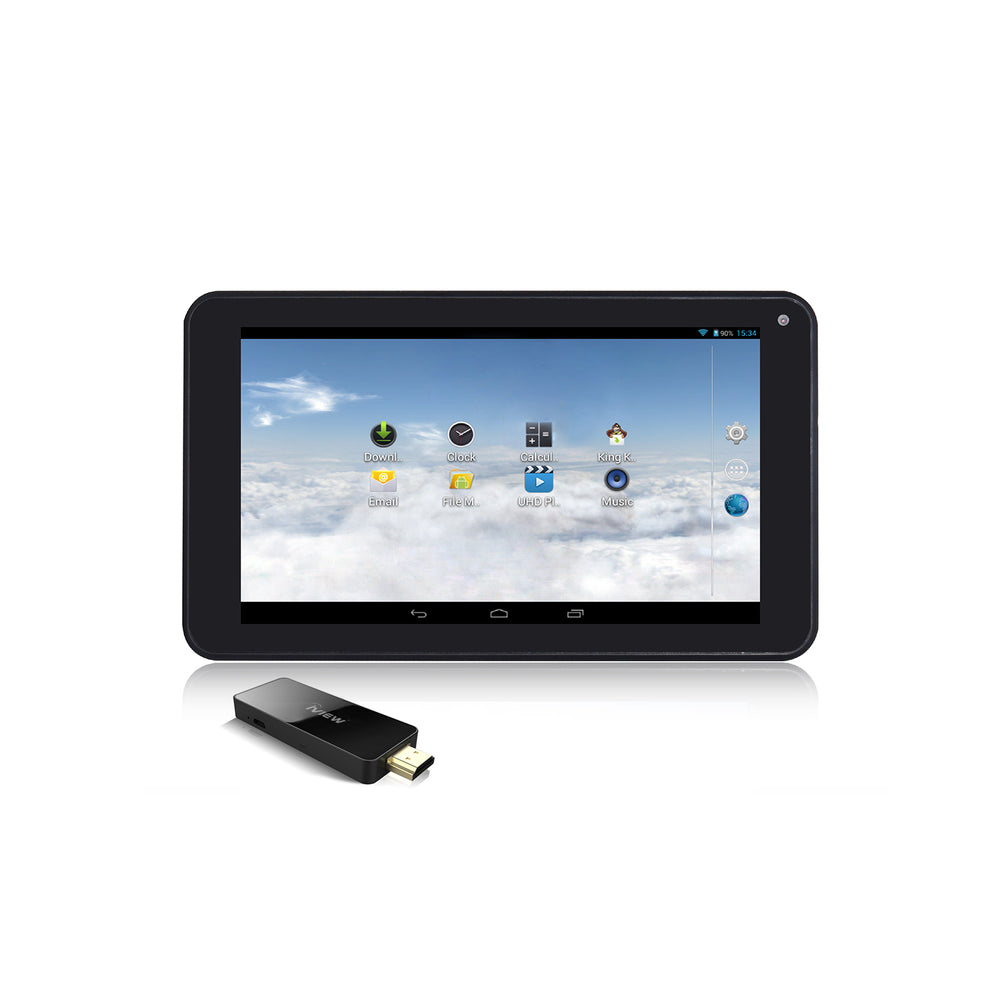 Iview 733TPC black Android tablet and MiraDongle black Android dongle