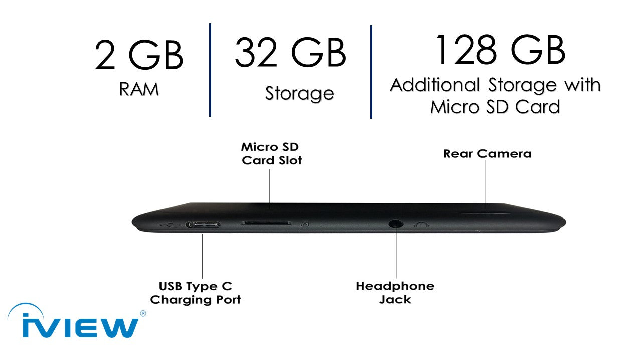 Combo 816TPC 2GB/32GB Android 10 in Matte Black and Memo Pad with Voice Record Feature