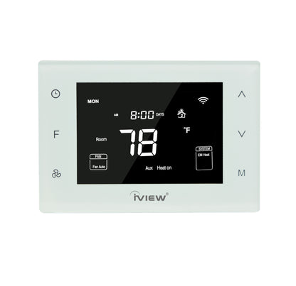 Iview white Smart Thermostat 4.3" LCD Display, NTC Thermistor Smart Thermostat with Schedule, Hold and Hold Until Modes