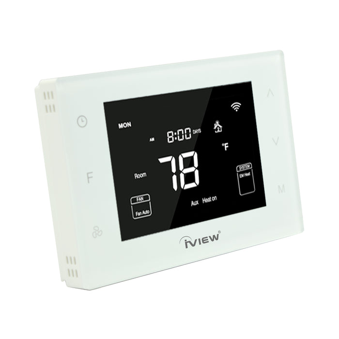 Iview white Smart Thermostat 4.3" LCD Display, NTC Thermistor Smart Thermostat with Schedule, Hold and Hold Until Modes