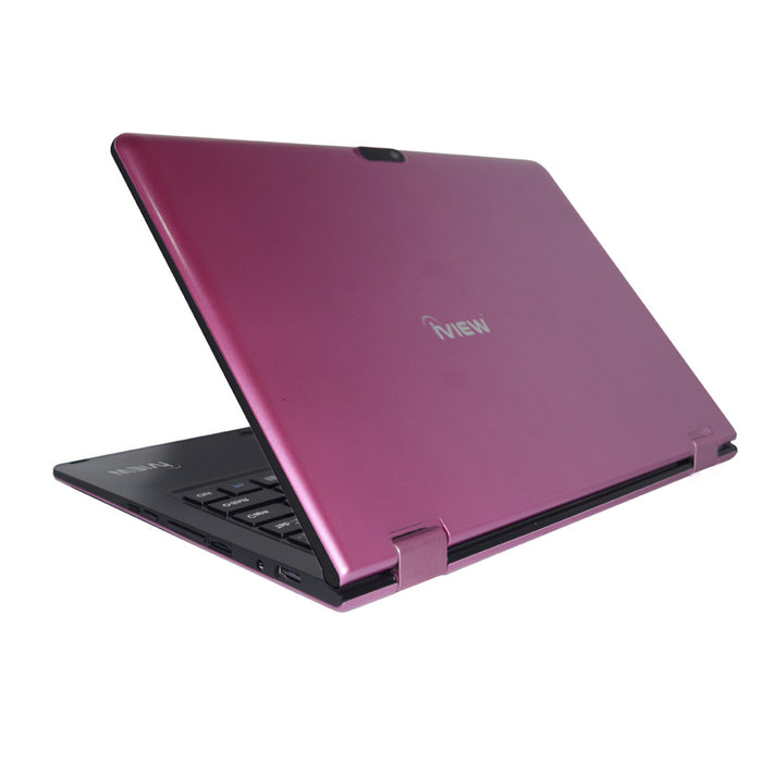 Iview pink Maximus 2-in-1 convertible Windows laptop back angle