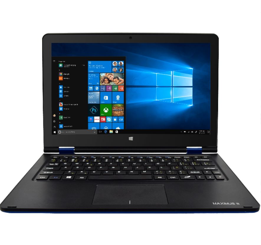 Maximus III - Affordable Ultra-Slim 11.6" Touch Screen, 1366 × 768 IPS High Resolution, Windows 10, Intel Atom Quad Core Processor, Cherry Trail Z8350 1.44GHz up to 1.92GHz, 2GB DDR3/32GB 360° Convertible Laptop - Under $300