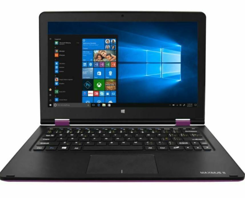 Maximus III - Affordable Ultra-Slim 11.6" Touch Screen, 1366 × 768 IPS High Resolution, Windows 10, Intel Atom Quad Core Processor, Cherry Trail Z8350 1.44GHz up to 1.92GHz, 2GB DDR3/32GB 360° Convertible Laptop - Under $300