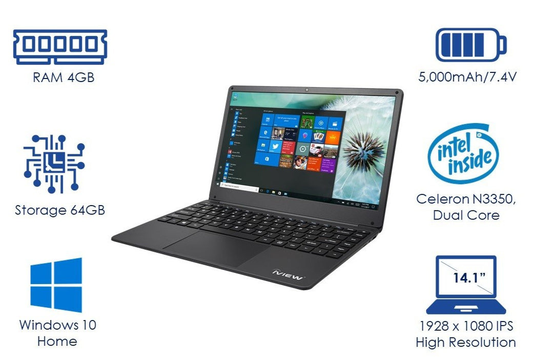 1430NB – 14.1” 1920x 1080 IPS High Resolution, Intel Celeron N3350, 4GB/64GB Windows Laptop