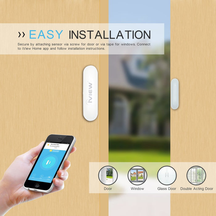 S100 Smart Door and Windows Sensor easy installation using screws for door or tape for windows