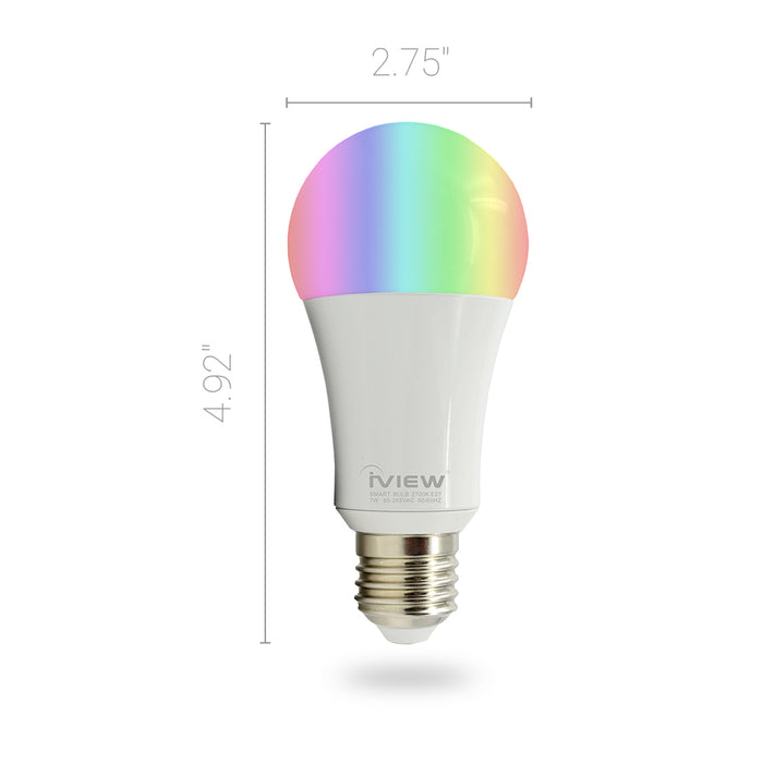 Iview ISB600-2 smart multicolor dimmable Wi-Fi dual-pack light bulb, works with Alexa and Google Assistant, 7W / 600 lumens, with Time Control Dimensions 2.75 X 4.92"