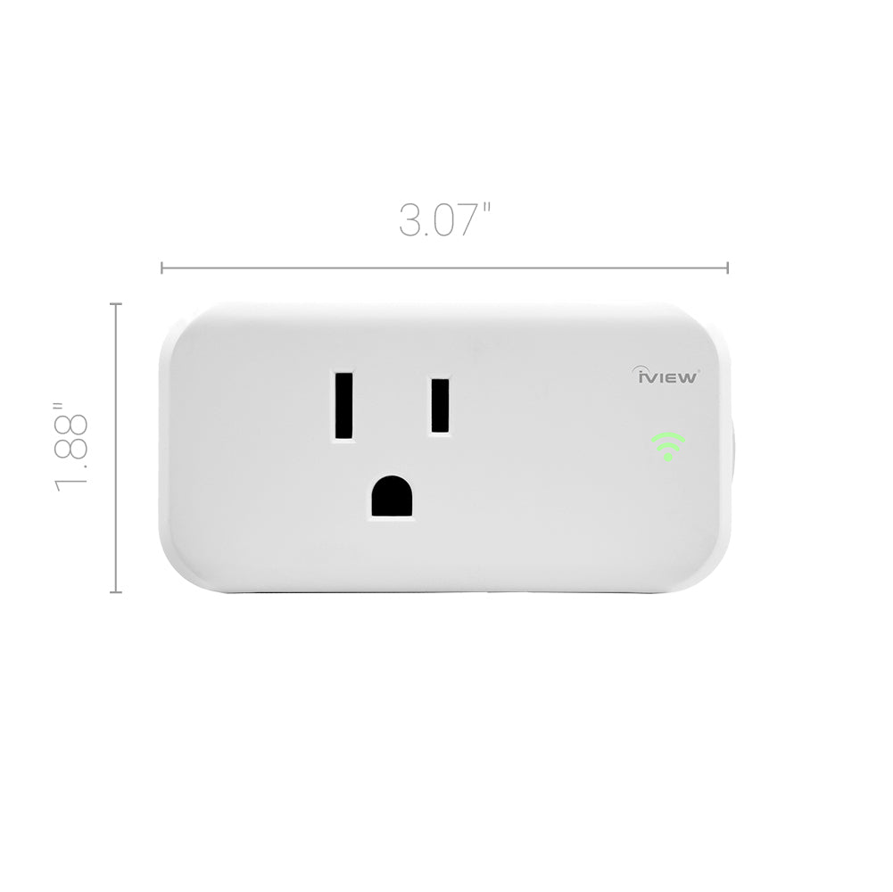 Iview ISC100 smart Wi-Fi socket dimensions 3.07" x 1.88"