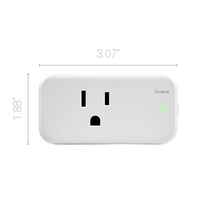 Iview ISC100 smart Wi-Fi socket dimensions 3.07" x 1.88"