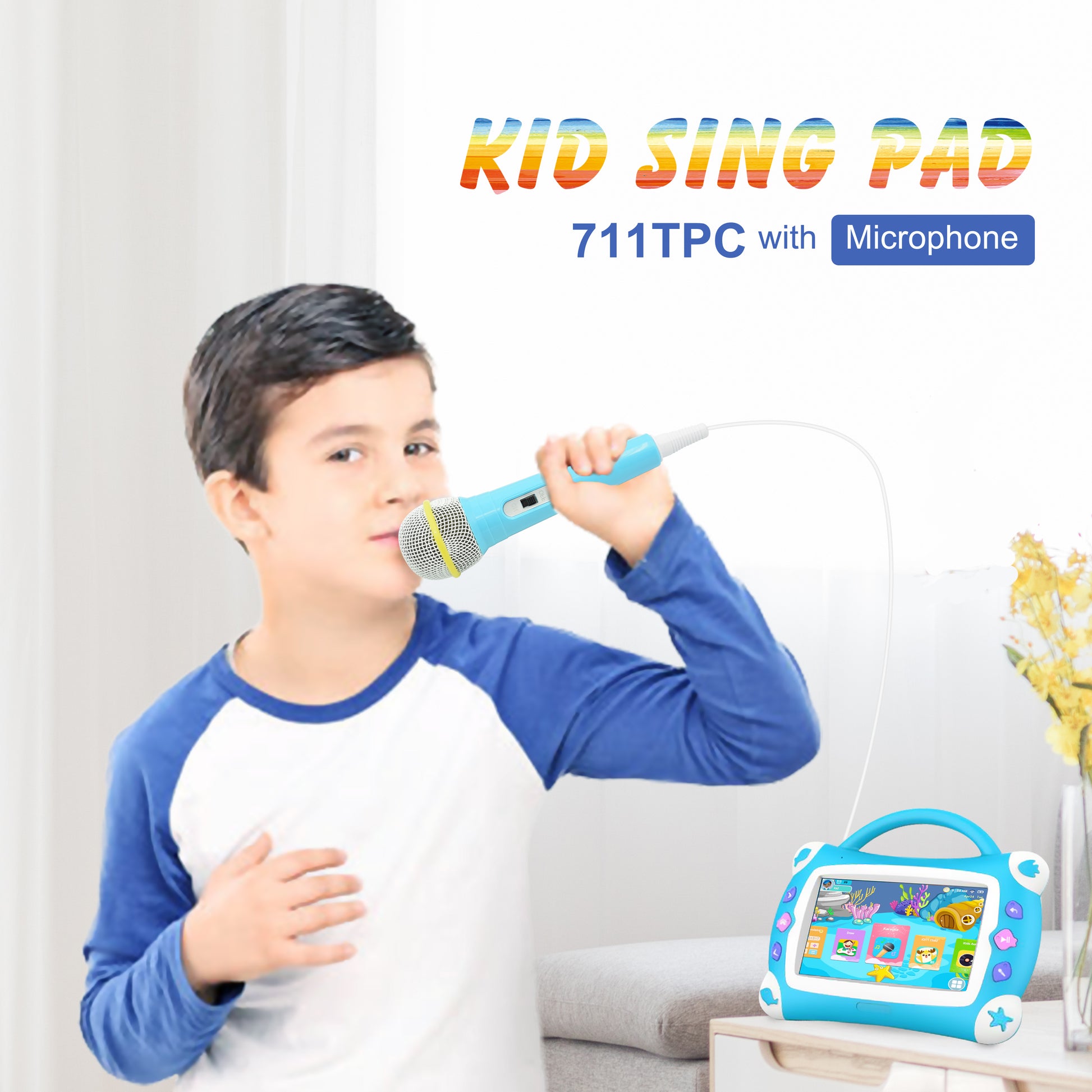 Iview 711TPC Kids Sing Pad sky blue Android kids tablet with microphone karaoke