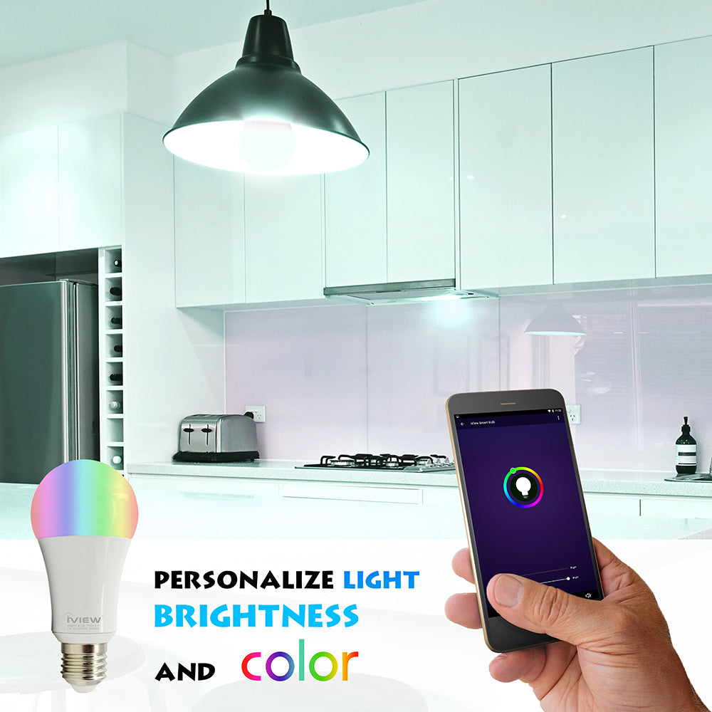 Personalize light brightness and color with Iview ISB600 smart multicolor light bulb